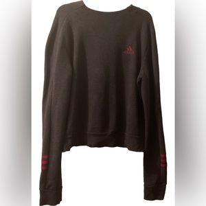 Sweater -Adidas Gray Cropped Long Sleeve Sweater (UC)
